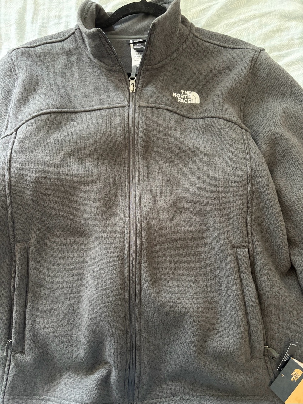 The North Face Charcoal Gray Fleece Pullover with White Logo